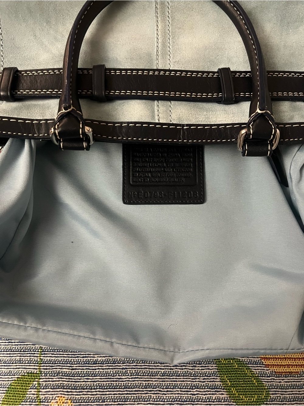 Coach Light Blue Suede & Navy Leather Hampton Satchel 2007 - Picture 14 of 14